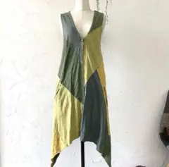 アサナasana 森のパッチワーク ロングベスト・ミックスエスニック民族
