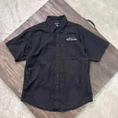 7SM2【GOLDWING】ワークシャツ　黒　半袖　YOKOHAMA古着used