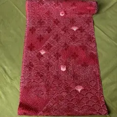 羽尺　反物　絞り　鮮やかな赤　波模様　花柄　　 　手作り作品用生地　ハンドメイド