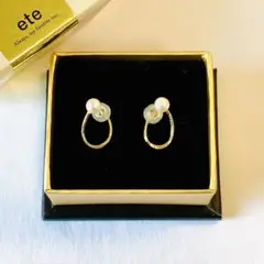 ete K10YG タックイヤリング パール
