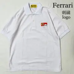 Ferrari フェラーリ 刺繍ロゴ 鹿子 ポロシャツ ホワイト レディース