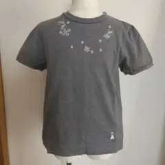 SALE⭐f.dash グレー 花柄刺繍 Tシャツ　130