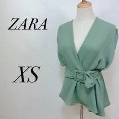 【大人気ブランド】 ザラ ウエストベルト シャツ チュニック グリーン XS