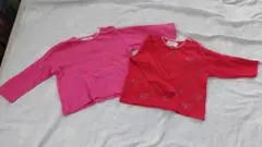 80ｃｍトレーナー２枚セット（色違い ピンクと赤）