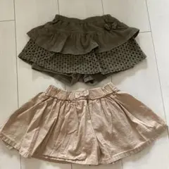 女児インナーパンツ付きスカート2枚80〜90