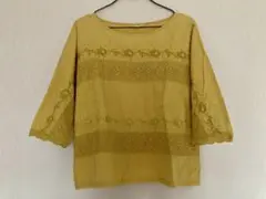 studioclip 刺繍カットソー五分袖 M