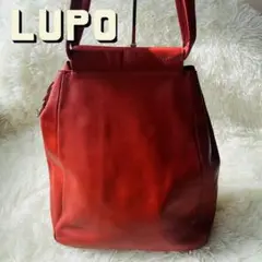 美品✨LUPO トートバッグ ハンドバッグ レザー 革 ロゴ レッド