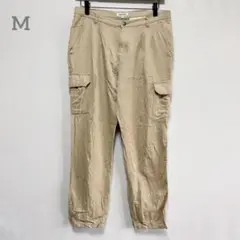 シューラルー リネン混在カーゴパンツ カジュアル　ベージュ　ワークパンツ　M