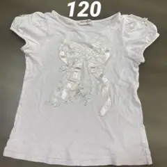 【used】メゾピアノ mezzo piano 半袖Tシャツ ピンク リボン