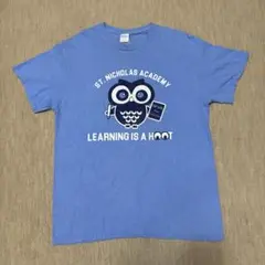 GILDAN フクロウ ライトブルー Tシャツ M