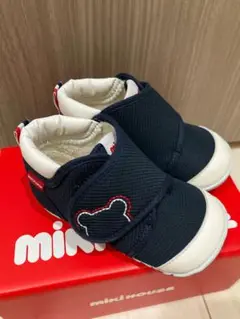 【美品】ミキハウス　ファーストシューズ　紺　12.5センチ