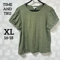 一点物❗️TIME AND TRU【XL(16-18)】オリーブ 半袖Tシャツ