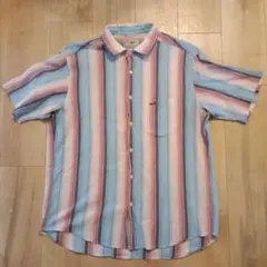 美品★クロコダイルストライプ 半袖シャツ XL