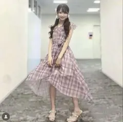 【大谷映美里 コラボ】titty&Co. チュールチェックミディワンピース