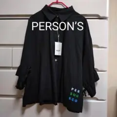 新品! PERSON'S 刺繍入り五分袖トップス サイズLL