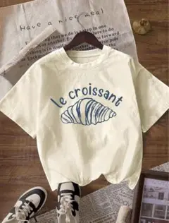 クロワッサンTシャツ　シーイン　SHEIN JP-Lサイズ　ライトアプリコット