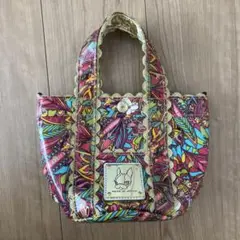 クリスタルボール　カラフル花柄ハンドバッグ