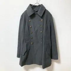 【ジーユー】✨良品✨ダブルブレストピーコート バックプリーツ Aライン 灰色 M