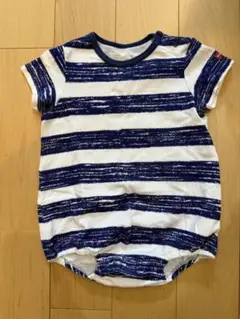 ホットビスケッツ　ロンパース80サイズ　ストライプ　ブルー