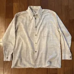 70s TERGAL アイボリー 長袖シャツ 襟芯入り ヴィンテージ　古着