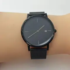 LAVAREDO ブラックメッシュバンド クォーツ腕時計　ミニマルデザイン