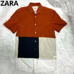 ZARA ザラ 半袖シャツ ブロックカラー Mサイズ メンズ