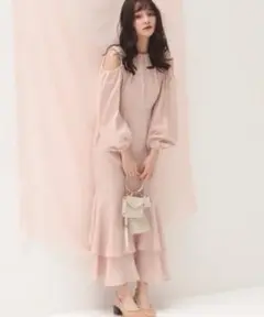 muguet open shoulder ribbon onepiece