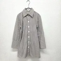 base e nuovo シャツ ウエストリボン ベルト ストライプ 茶色 S