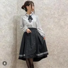 【3点セット】axes femme タイ付ブラウス・フレアスカート・ベルト