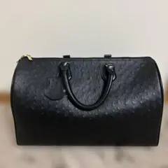 ブラックオーストリッチ風ボストンバッグ