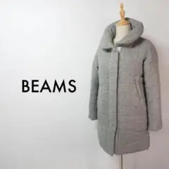 A40BEAMSビームスダウンジャケットダウンコートツイードウール軽量軽いグレー