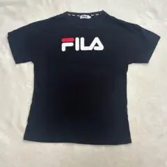 【美品】FILA Lサイズ ブラック ロゴ入り Tシャツ 半袖