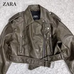 極美品✨zara フェイクレザークロップドライダースジャケット L