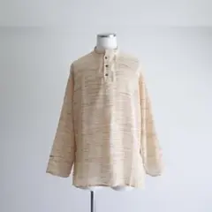 90s 00s オールド古着　シアー　プルオーバーシャツ　透け感　ベージュ