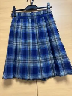 GREN NEVIS プリーツスカート Lサイズ 青系チェック
