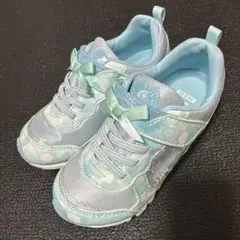 【美品】ムーンスター　ラブラッシュ　リボン付きスニーカー　ライトブルー　19.0