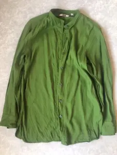 ユニクロ UNIQLO U⭐︎ドレープツイルスタンドカラーシャツ（長袖）GREEN