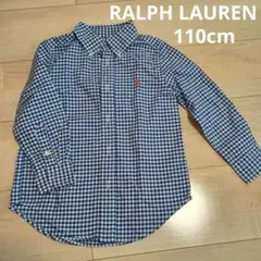 RALPHLAUREN　ギンガムチェック　長袖シャツ　ブルー　110cm