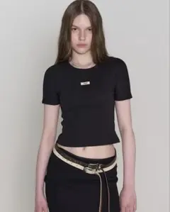 ROCKCAKE Beige Label Crop Top - Black