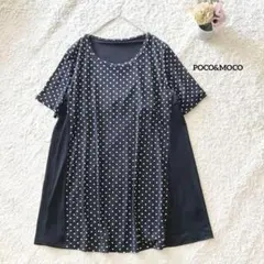 ポコアンドモコ 半袖Tシャツ 3L ゆったり 大きめ モノトーン ドット柄