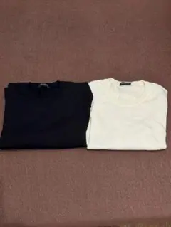 【美品】ドルモア／ニットTシャツ／ブラック、ホワイト2枚セット