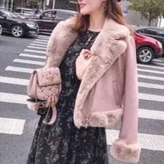 新品♡スエードファーライダース アウター ジャケット ライダース ファー♡jtt