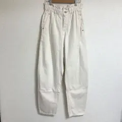 新品☆ZARA☆ホワイトデニム/ウェストしゃーリングゴムデザイン/EUR 36