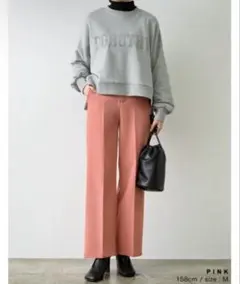 カットツイルセンタープレスカラースラックス　ピンク