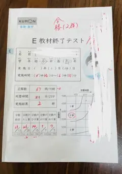 くもん　公文 算数E教材　200枚の内192枚　未使用多数　教材終了テスト　小5 くもん 公文 算数E教材 200枚の内192枚 未使用多数 教材終了
