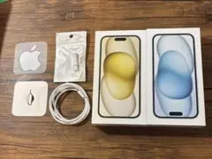 Apple iPhone 15 イエロー/ブルー 箱と付属品付き