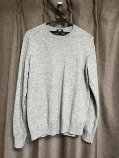 UNIQLO カシミヤ100% グレー クルーネックセーター ニット　M
