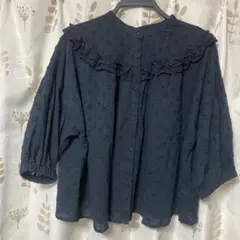 Samansa Mos2 フリル付きブラウス ブラック　新品