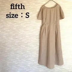 fifth 半袖ロングワンピース【S】バックリボン ウエストマーク 0992