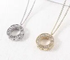【2点セット】 カップル ペア ネックレス ゴールド シルバー クロック 英字